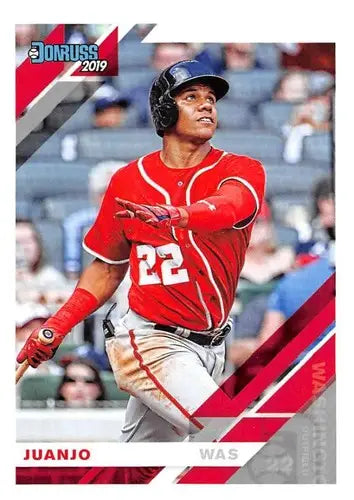 Baseball card featuring Juan Soto from 2019 Donruss Variations with original gloss