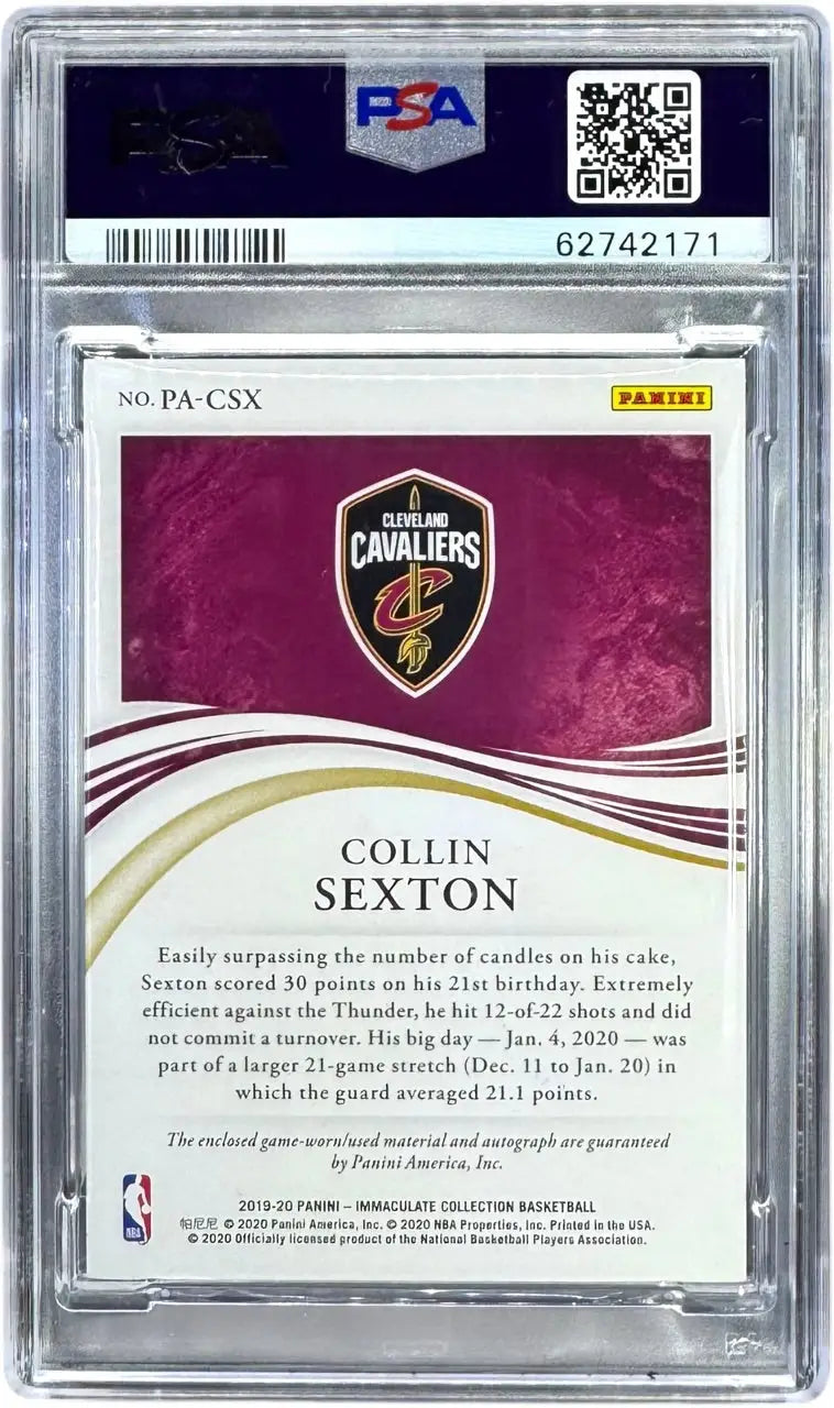 2019 Immaculate Premium Edition Collin Sexton RPA /14 PSA 8 – Multicolor Patch - Basketball Card Single