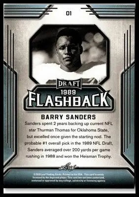 2019 Leaf Draft #01 Barry Sanders Draft Flashback - Football Card Single