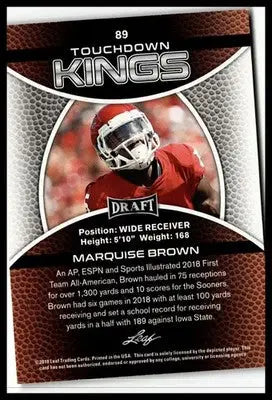 2019 Leaf Draft #89 Marquise Brown - Football Card Single