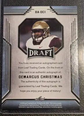 2019 Leaf Draft #BA-DC1 Demarcus Christmas Autographs - Basketball Card Single