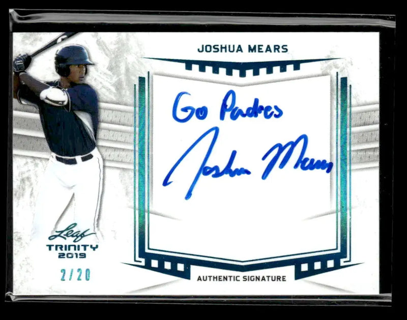 2019 Leaf Trinity - Signature Platinum #A-JM1 Joshua Mears #/20 - Baseball Card Single