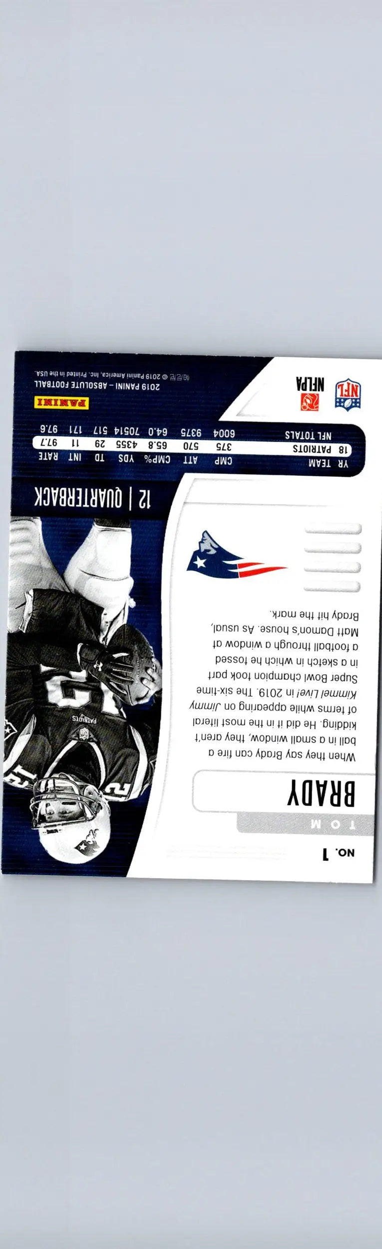 2019 Panini Absolute #1 Tom Brady - Football Card Single