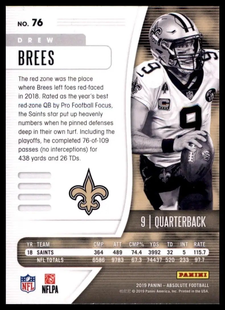 2019 Panini Absolute - Drew Brees #76 Spectrum - Football Card Single