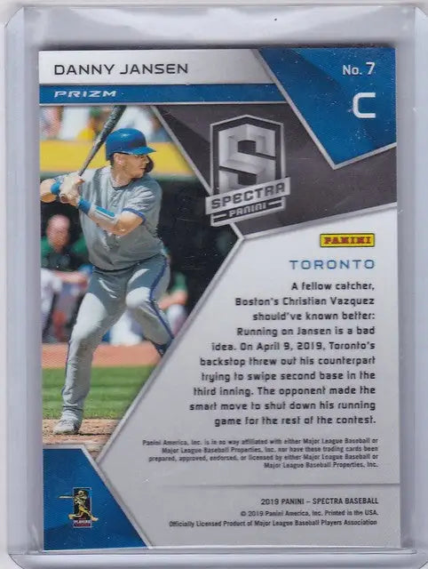 Baseball trading card of Danny Jansen Prizm in blue uniform for Toronto Blue Jays