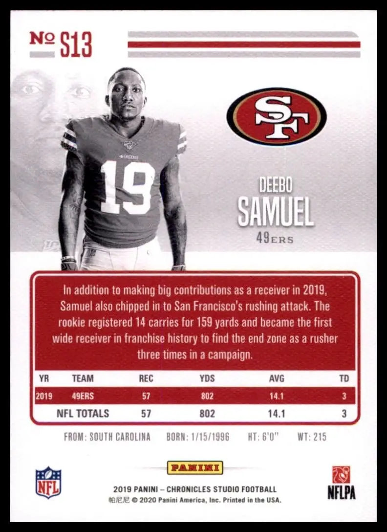 2019 Panini Chronicles - Studio Deebo Samuel #S13 (RC)
