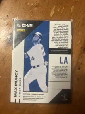 2019 Panini Chronicles Swatches Max Muncy baseball card featuring memorabilia #CS-MM
