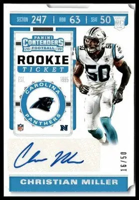 2019 Panini Contenders #252 Christian Miller Rookie Ticket Stub #/50 - Football Card Single