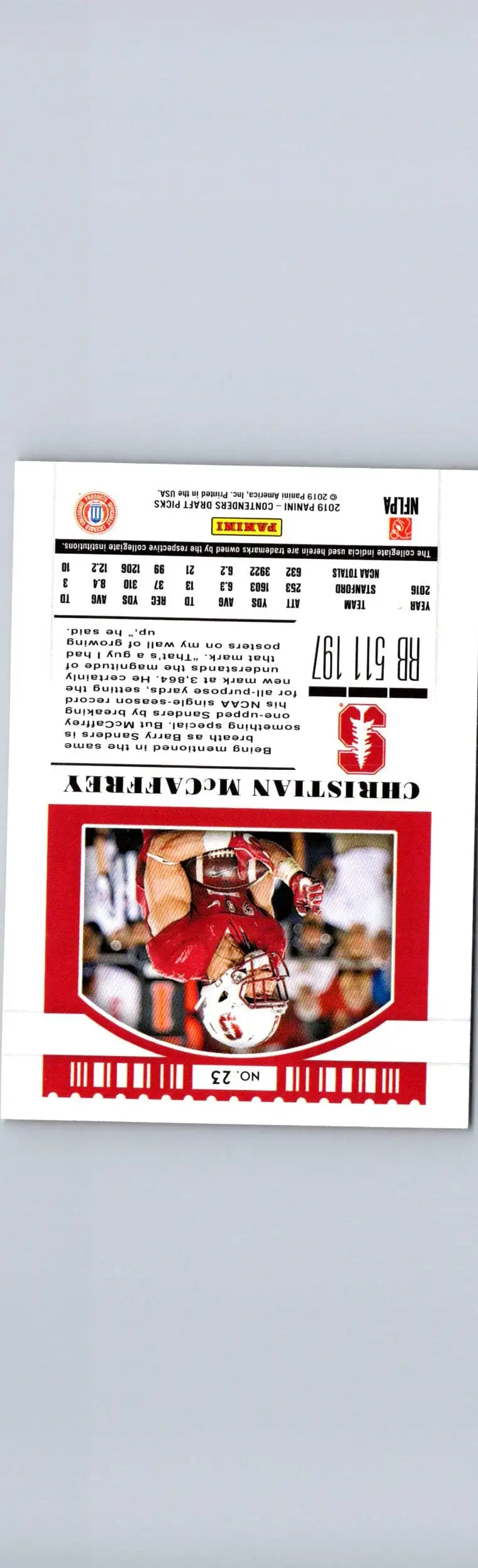 2019 Panini Contenders Draft Picks Collegiate #23 Christian McCaffrey - Football Card Single