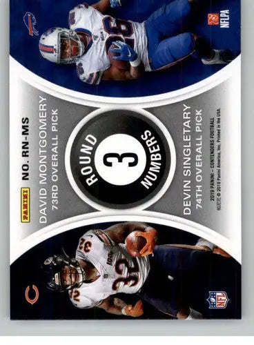 Original gloss Football trading card Panini Contenders Round Numbers Devin Singletary/David Montgomery NM-MT