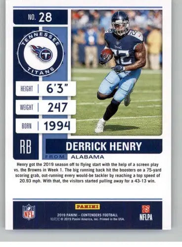 2019 Panini Contenders Season Ticket #28 Derrick Henry NM-MT Titans ID:25702 - Football Card Single