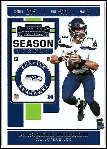 Original gloss of Russell Wilson football card from 2019 Panini Contenders Season Ticket series