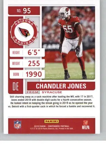 Chandler Jones Panini Contenders football card with original gloss from 2019 Season Ticket