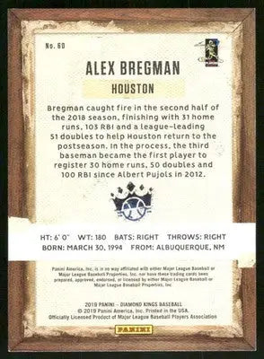 2019 Panini Diamond Kings Alex Bregman #60 Baseball - Baseball Card Single