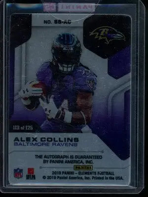 2019 Panini Elements Alex Collins #SS-AC 125 of 135 Autograph Football - Football Card Single