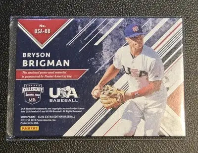 2019 Panini Elite Extra Edition #USA-BB Bryson Brigman USA Materials Black #/499 - Baseball Card Single