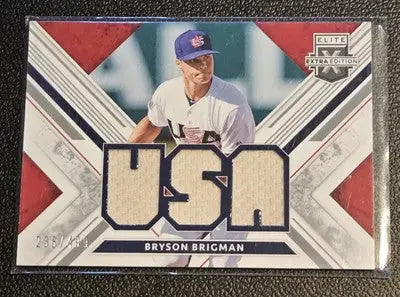 2019 Panini Elite Extra Edition #USA-BB Bryson Brigman USA Materials Black #/499 - Baseball Card Single