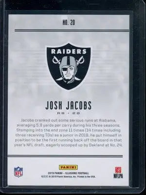 2019 Panini Illusions Football Josh Jacobs #20 Auto 7/9 RC Football