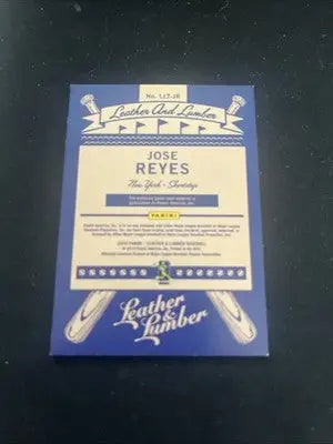 Jose Reyes baseball card with Lumber Triple Relics in the 2019 Panini Leather & Lumber set
