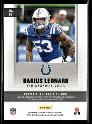 2019 Panini Player of the Day #98 Darius Leonard - Football Card Single
