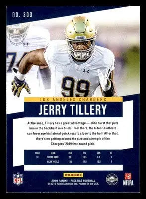2019 Panini Prestige #203 Jerry Tillery Xtra Points Green - Football Card Single