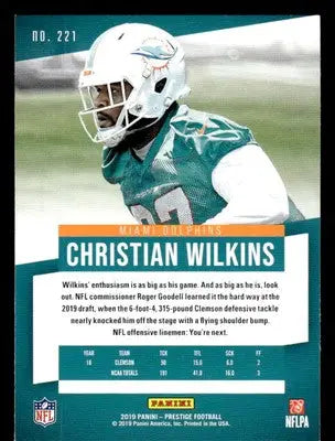 2019 Panini Prestige #221 Christian Wilkins - Football Card Single