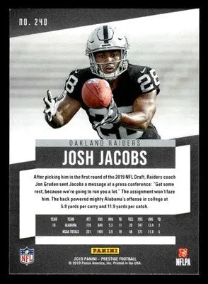 2019 Panini Prestige #240 Josh Jacobs Xtra Points Green - Football Card Single
