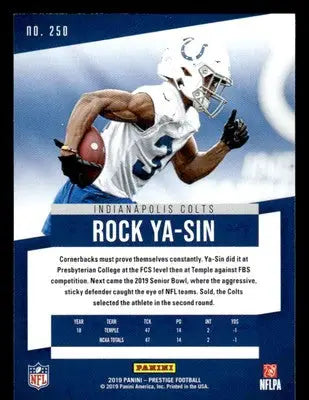 2019 Panini Prestige #250 Rock Ya-Sin Xtra Points Green - Football Card Single