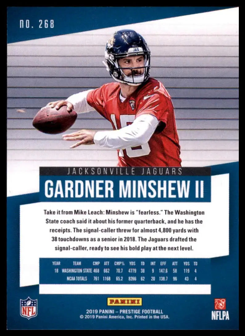 2019 Panini Prestige Gardner Minshew II RC 268 Jacksonville Jaguars NM - Football Card Single