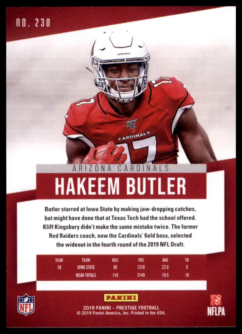2019 Panini Prestige Hakeem Butler RC 230 Arizona Cardinals NM - Football Card Single