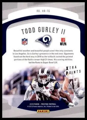 2019 Panini Prestige Honor Roll Xtra Points Blue Todd Gurley II HR-TG /299 Rams - Football Card Single