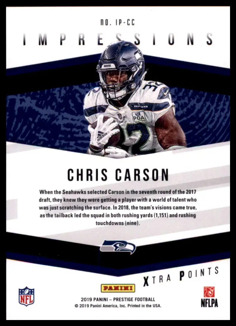 2019 Panini Prestige - Impressions Xtra Points Blue Chris Carson IP-CC /299 - Football Card Single