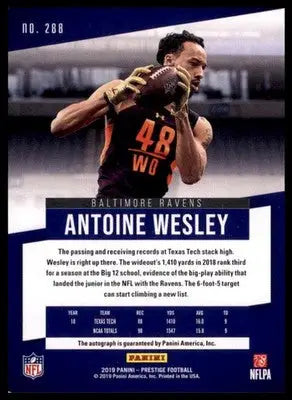 2019 Panini Prestige - Rookie Xtra Points Signatures Antoine Wesley 288 Auto NM - Football Card Single