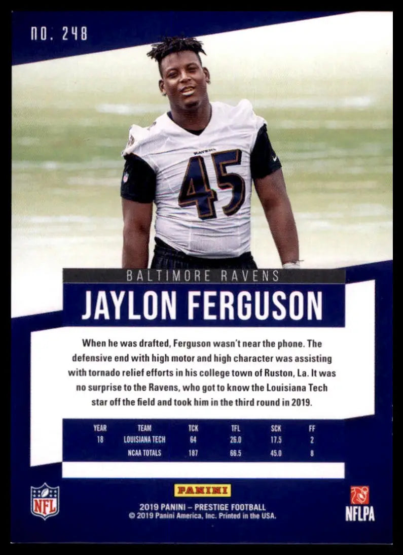 2019 Panini Prestige - Xtra Points Blue Jaylon Ferguson 248 /299 Ravens NM - Football Card Single
