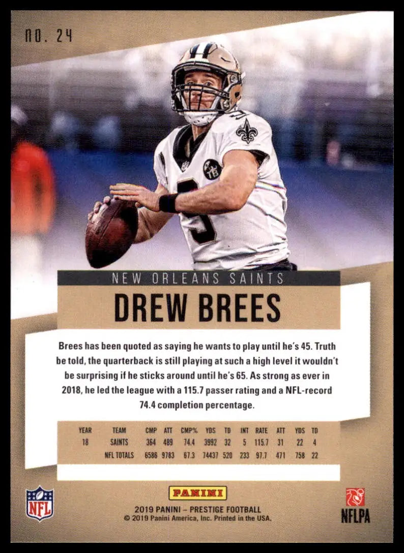 2019 Panini Prestige - Xtra Points Green Drew Brees 24 New Orleans Saints NM - Football Card Single