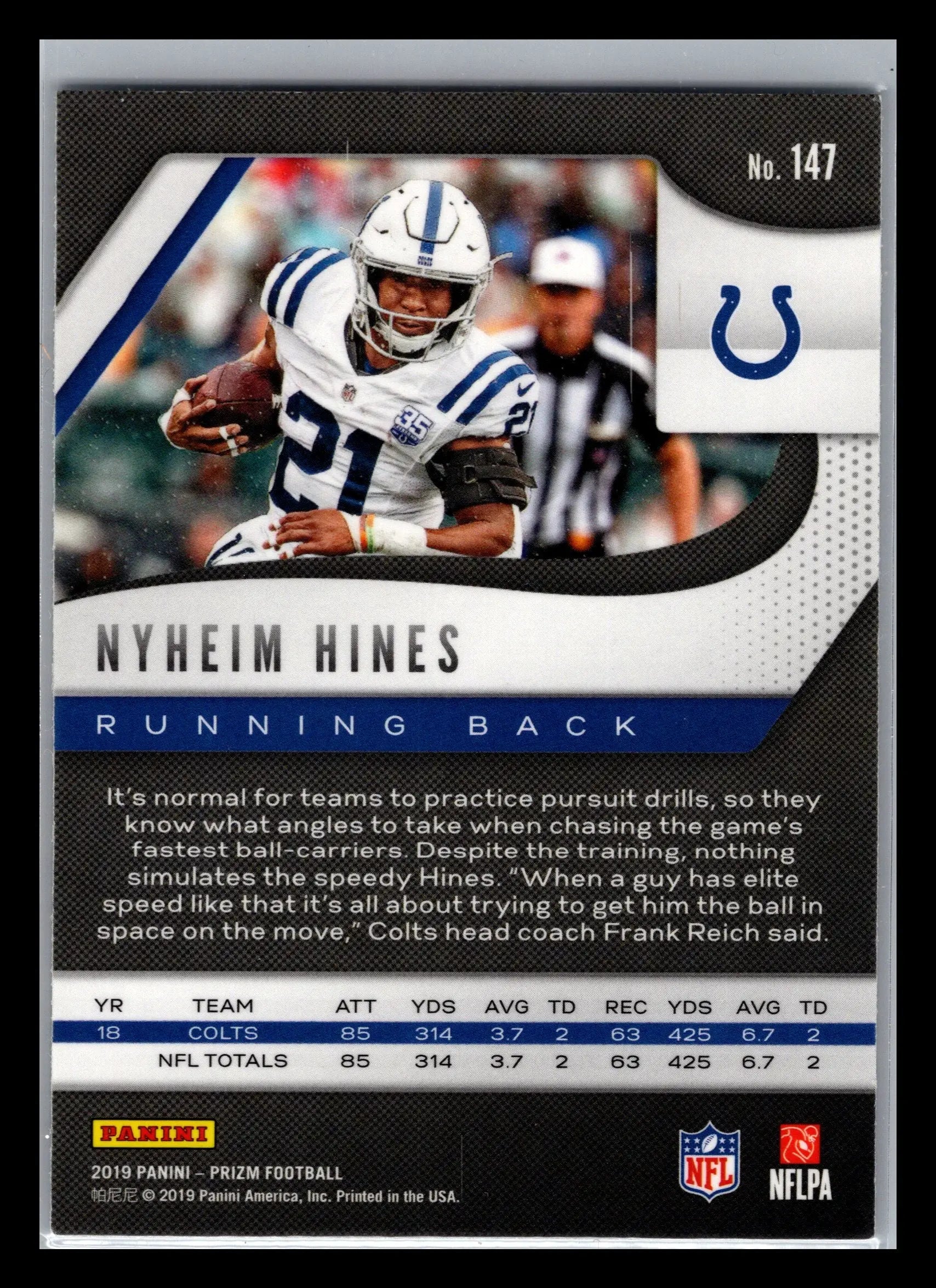 2019 Panini Prizm #147 Nyheim Hines Indianapolis Colts - Football Card Single
