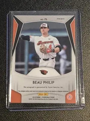 2019 Panini Prizm Draft Picks #75 Beau Philip Autographs Prizms - Baseball Card Single