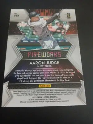 2019 Panini Prizm - Fireworks Aaron Judge #F13. NY Yankees. NRMT+ - Baseball Card Single