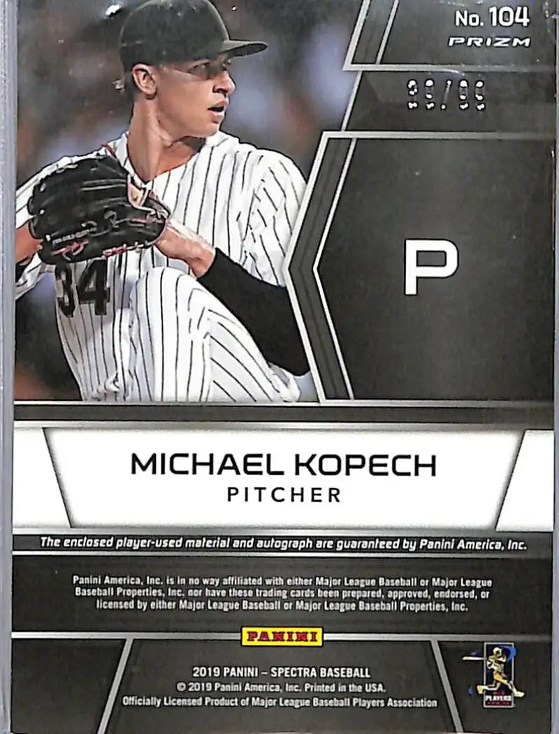 2019 Panini Spectra Neon Blue #104 Michael Kopech NM-MT MEM Auto 39/99 - Baseball Card Single
