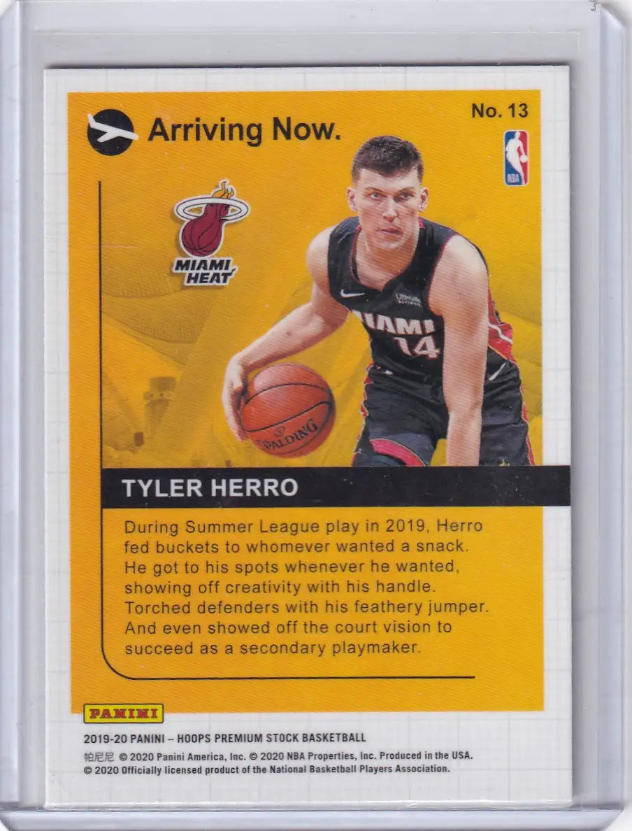 2019 PREMIUIM STOCK #13 TYLER HERRO ARRIVING NOW GOLD- MIAMI HEAT - Basketball Card Single