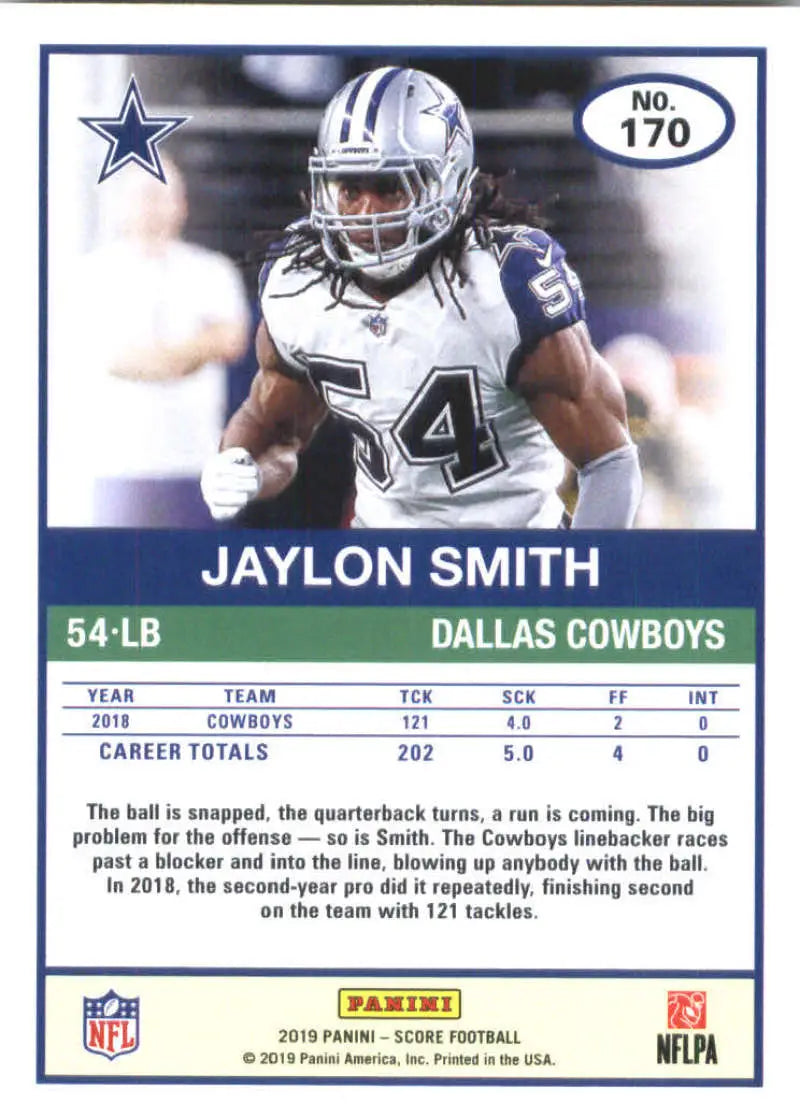2019 Score #170 Jaylon Smith NM-MT Cowboys ID:33045 - Football Card Single