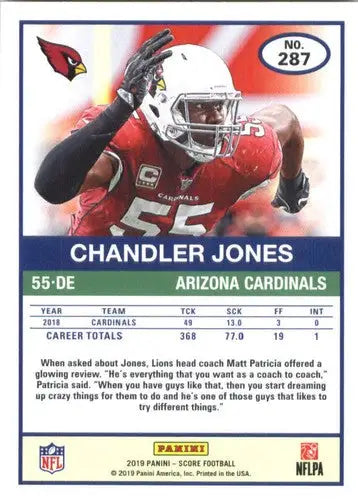 Chandler Jones football card with original gloss from 2019 Score #287 NM-MT Cardinals