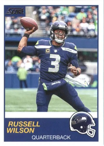 Original gloss 2019 Score Russell Wilson football card featuring Seahawks player Simply Sandoval