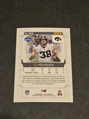 2019 Score #422 T.J. Hockenson - Football Card Single