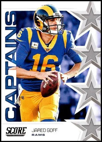 2019 Score Captains Jared Goff football card with original gloss LA Rams