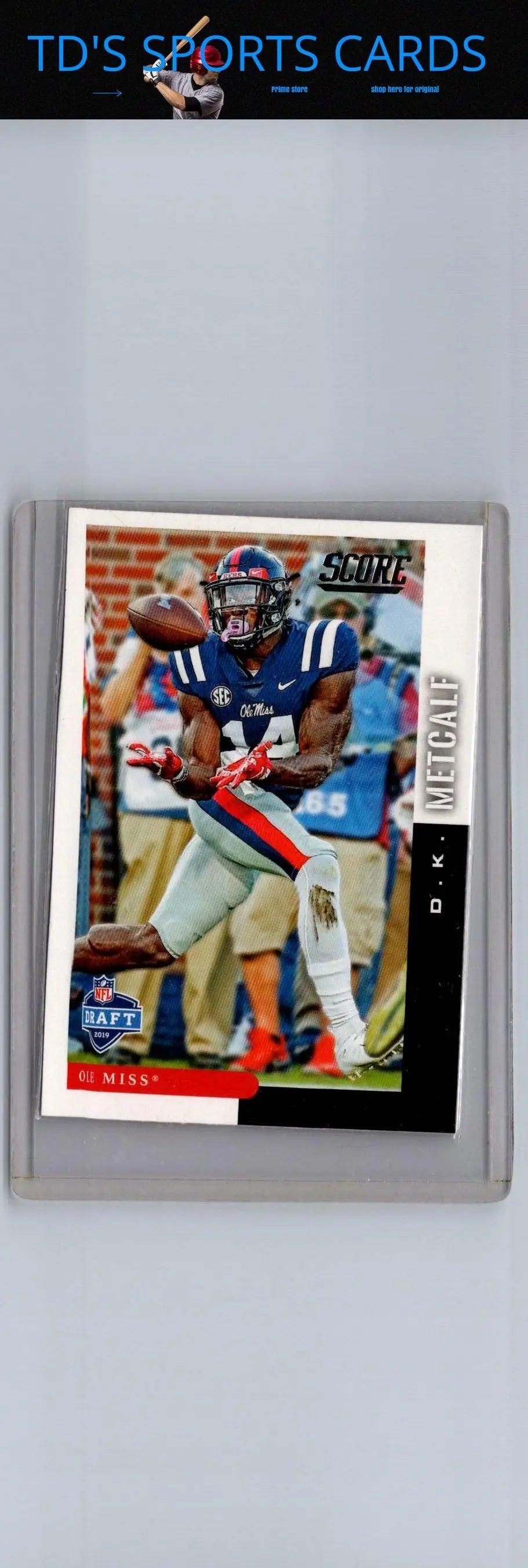 Football player trading card of D.K. Metcalf from 2019 Score NFL Draft series