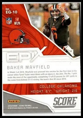 2019 Score #EG-10 Baker Mayfield Epix Game - Football Card Single