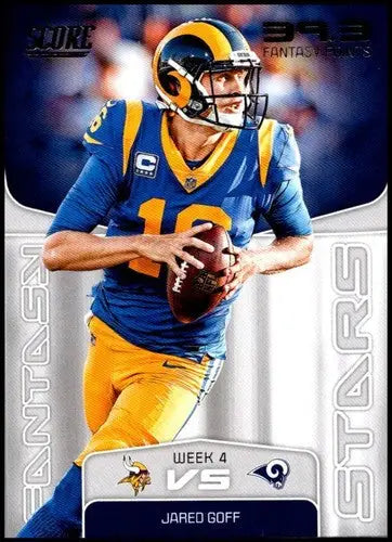 Jared Goff football card from 2019 Score Fantasy Stars LA Rams collectible