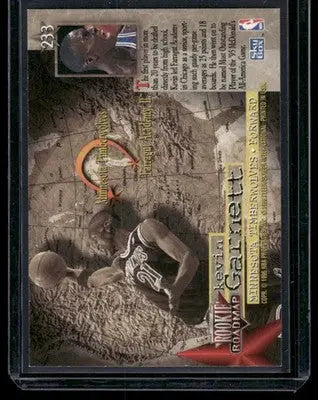 2019 SkyBox Premium Rookie Roadmap Kevin Garnett #233 Basketball - Basketball Card Single