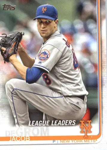 Original gloss Jacob deGrom baseball card from 2019 Topps #19 Mets collection